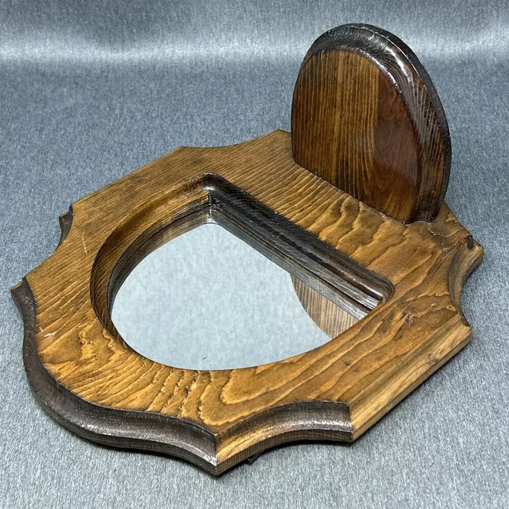 Vintage Woodnymph Solid Wood Wall Mirror Shelf Entryway Vanity Display USA Made